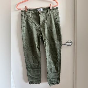 Paige Jeans Army Green Mayslie Cropped Jogger Jeans